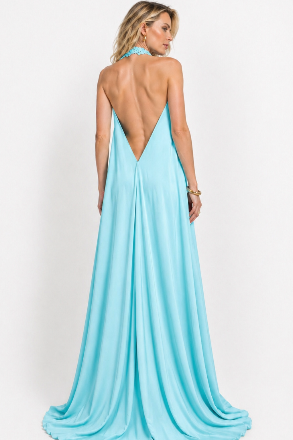 Aqua Crepe Resort Dress| Baccio Couture