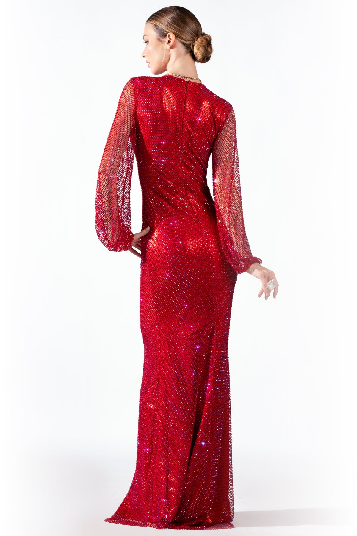 Molly (Bubble Sleeves) Red -Long Dress - BACCIO by Altamirano