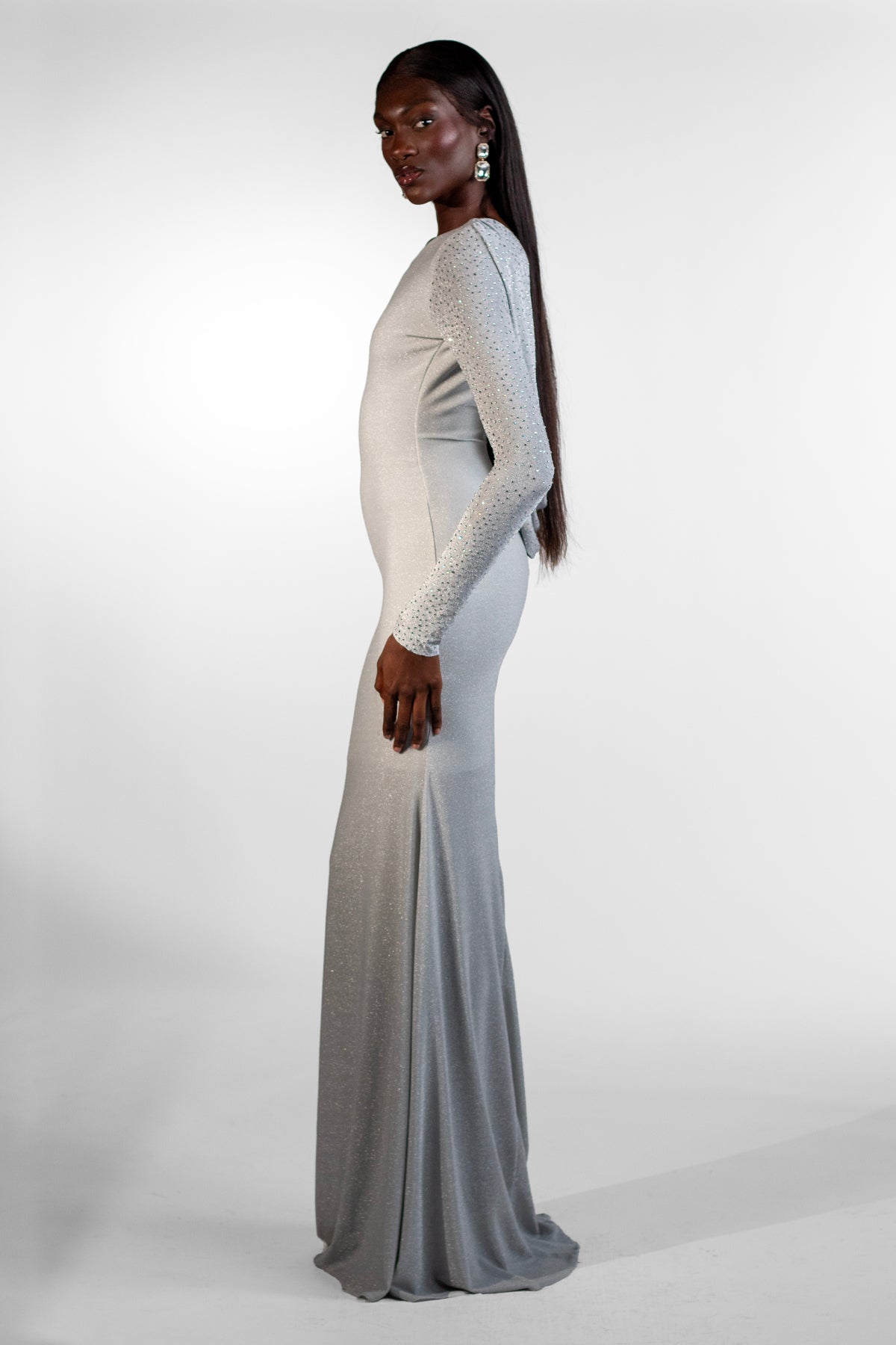 Denice Silver Single Shoulder Maxi Gown - BACCIO by Altamirano