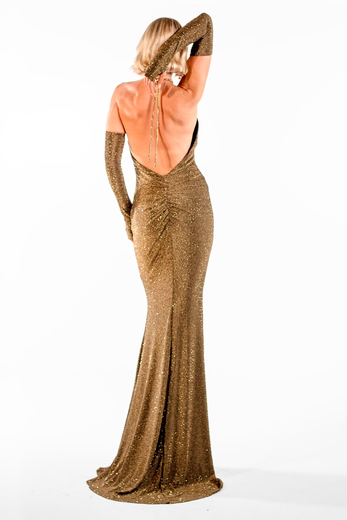 Violeta Bronze Halte Maxi Gown - BACCIO by Altamirano