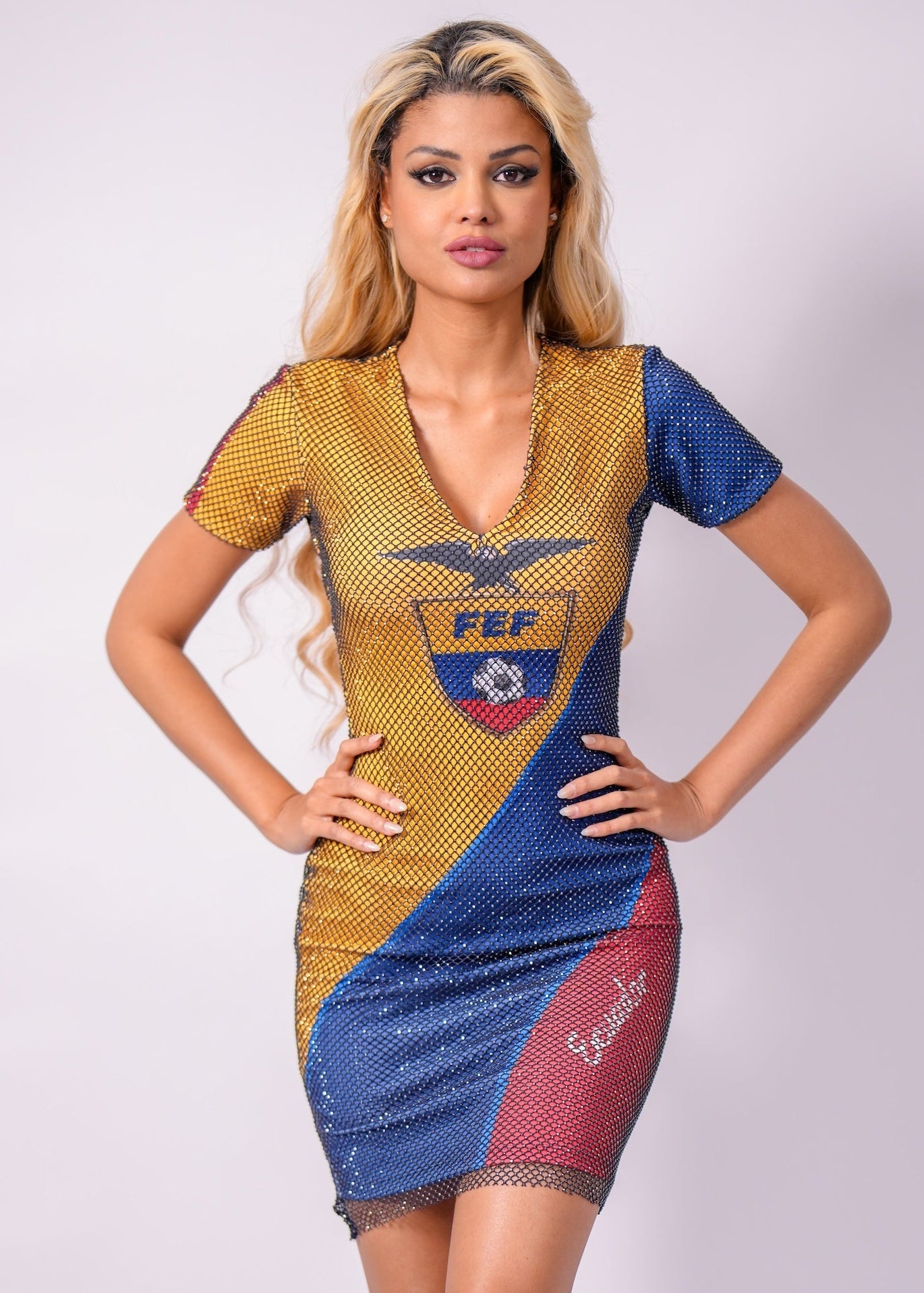 Ecuador Crystal Mesh Mini Dress