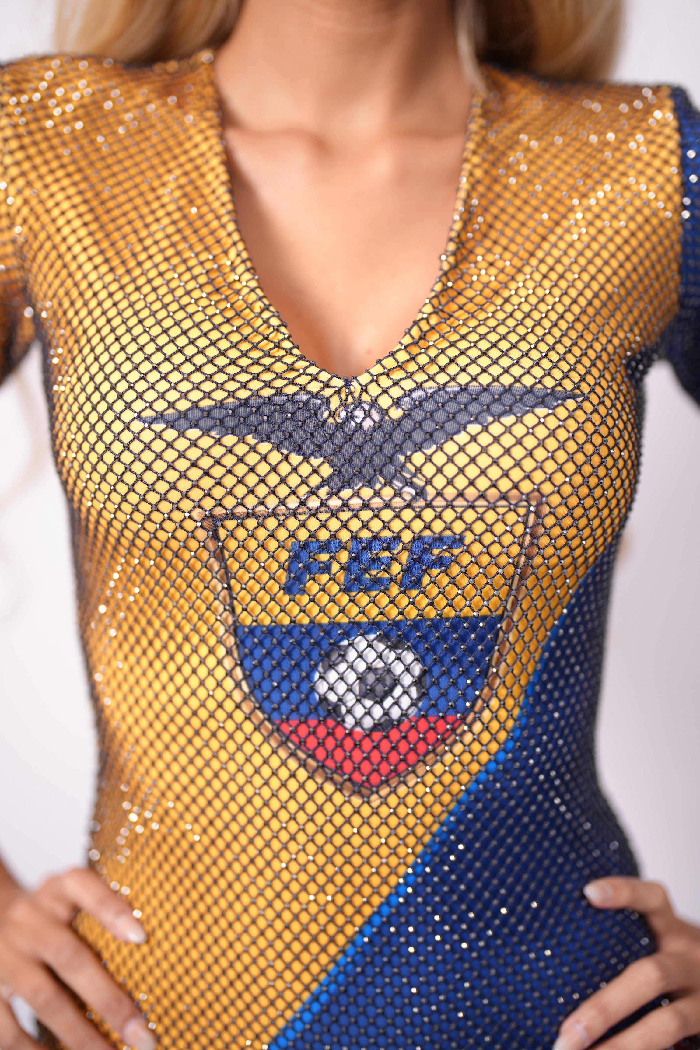 Ecuador Crystal Mesh Mini Dress