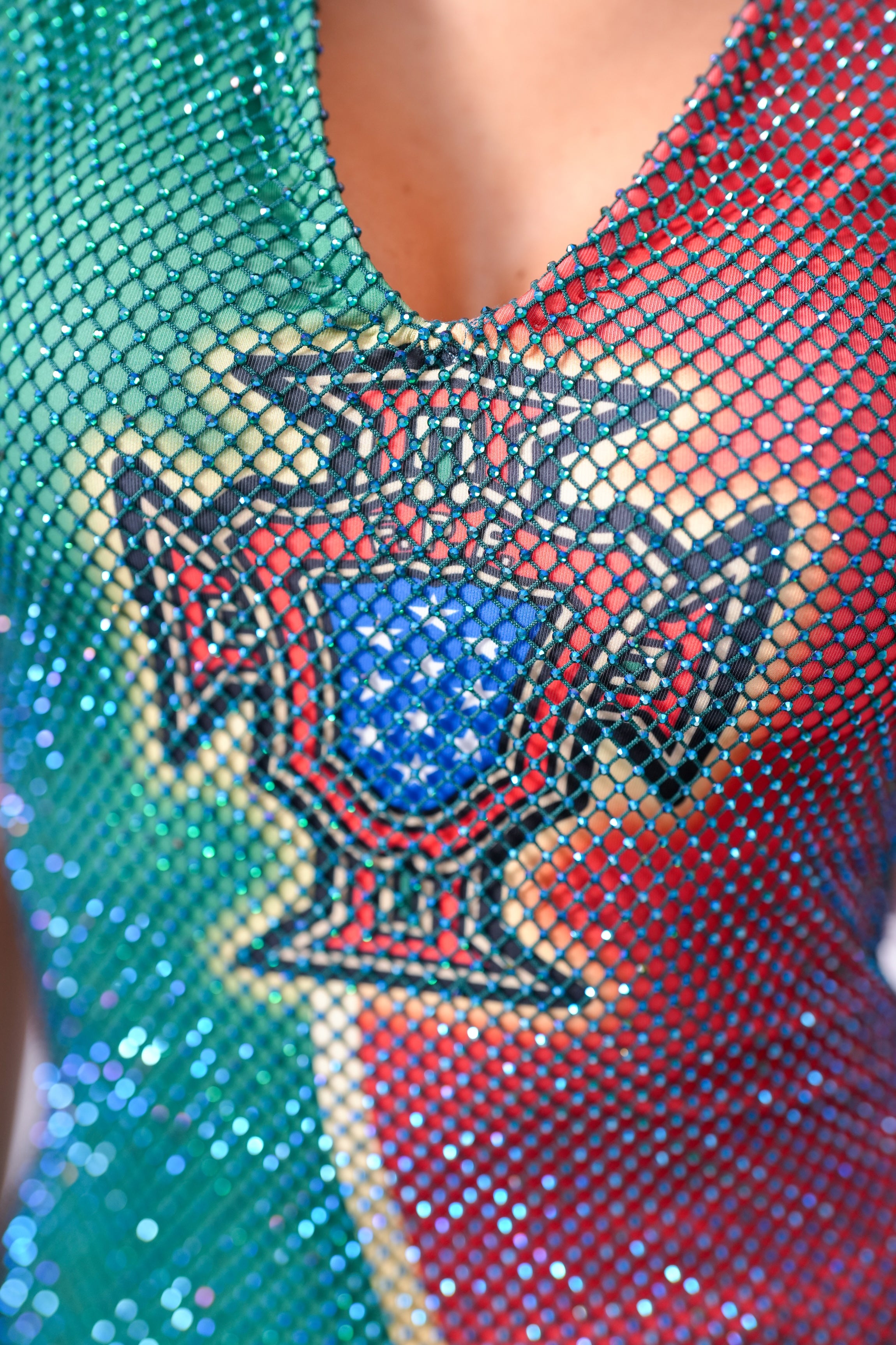 Portugal Crystal Mesh Mini Dress