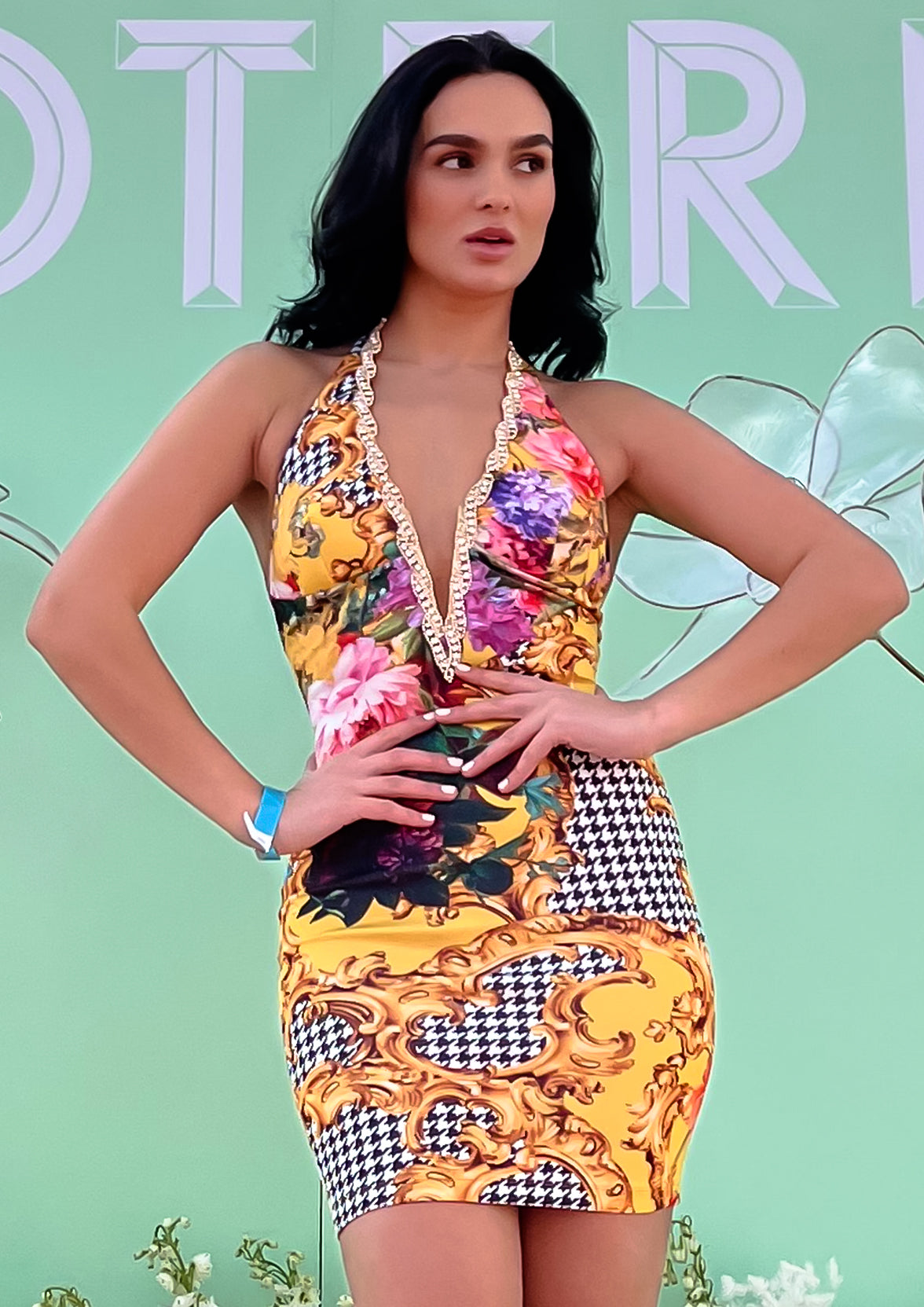 Alba Scuba Short Dress Yellow Flowers - BACCIO by Altamirano