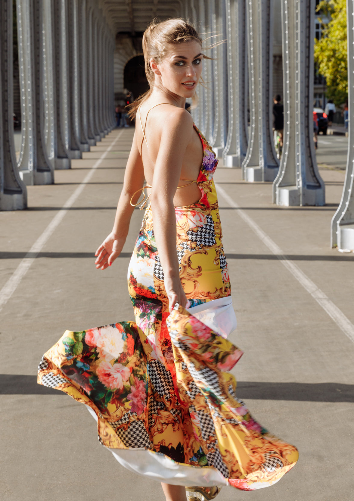 Alis Scuba Yellow Flowers - Long Dress - BACCIO by Altamirano