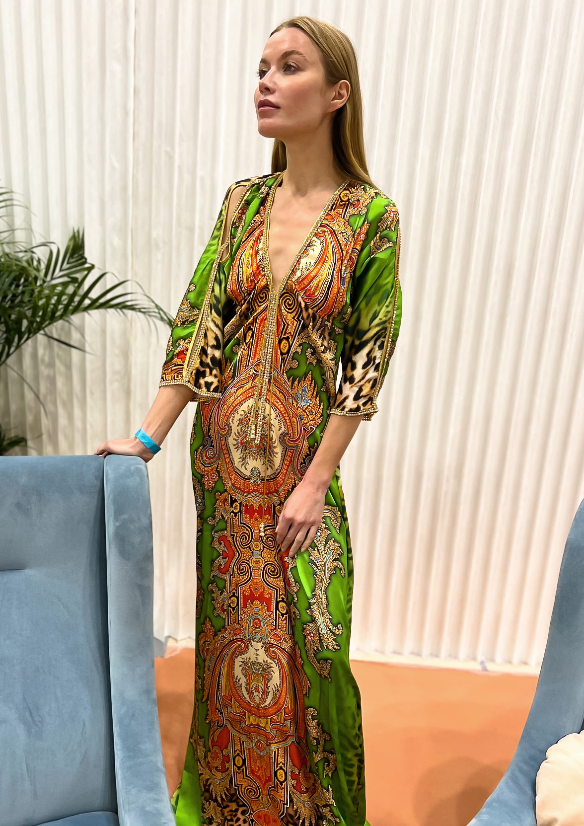 Sheer Orange Green Leopard