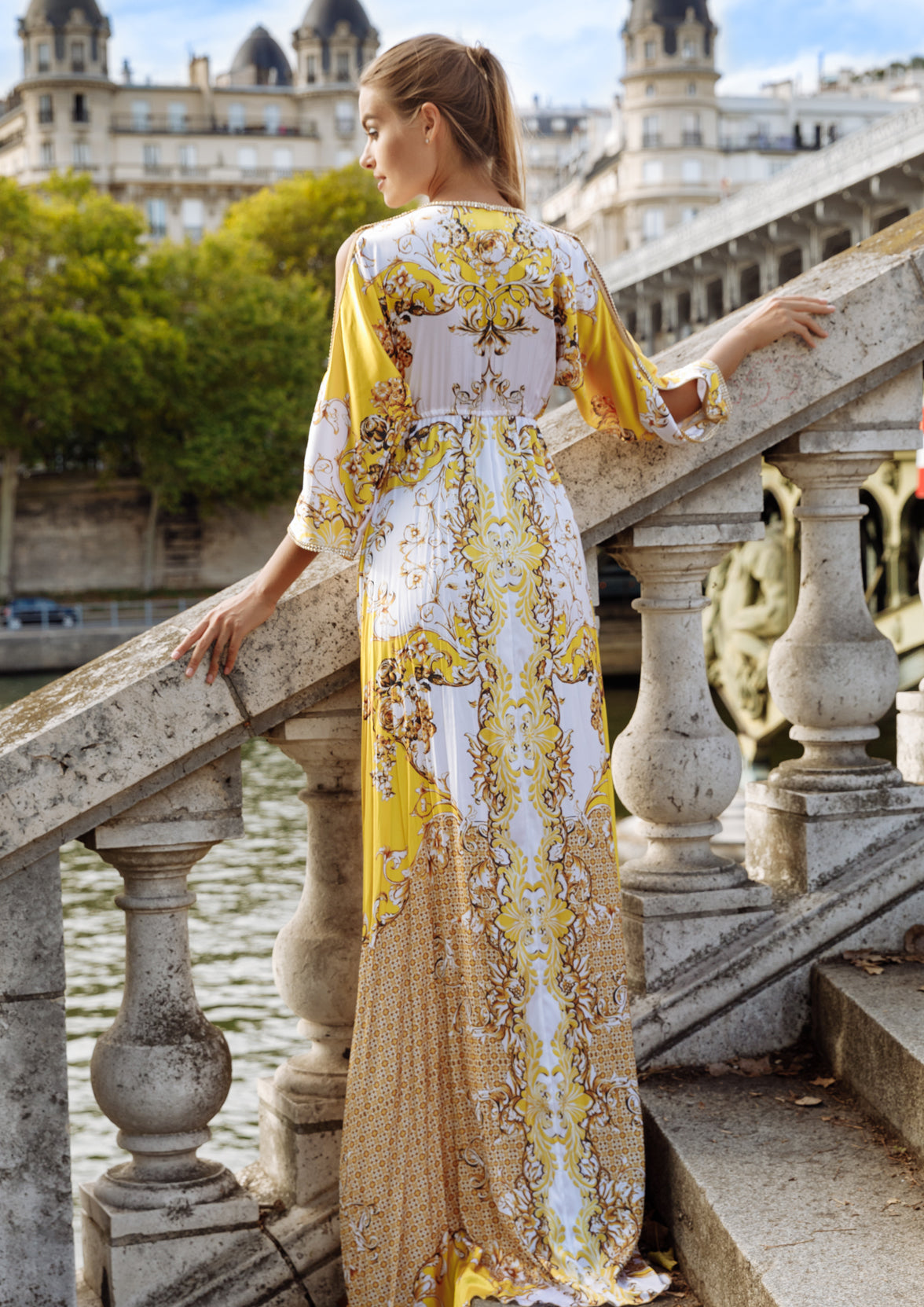 Sheer Chaina White Yellow - Long Dress - BACCIO by Altamirano