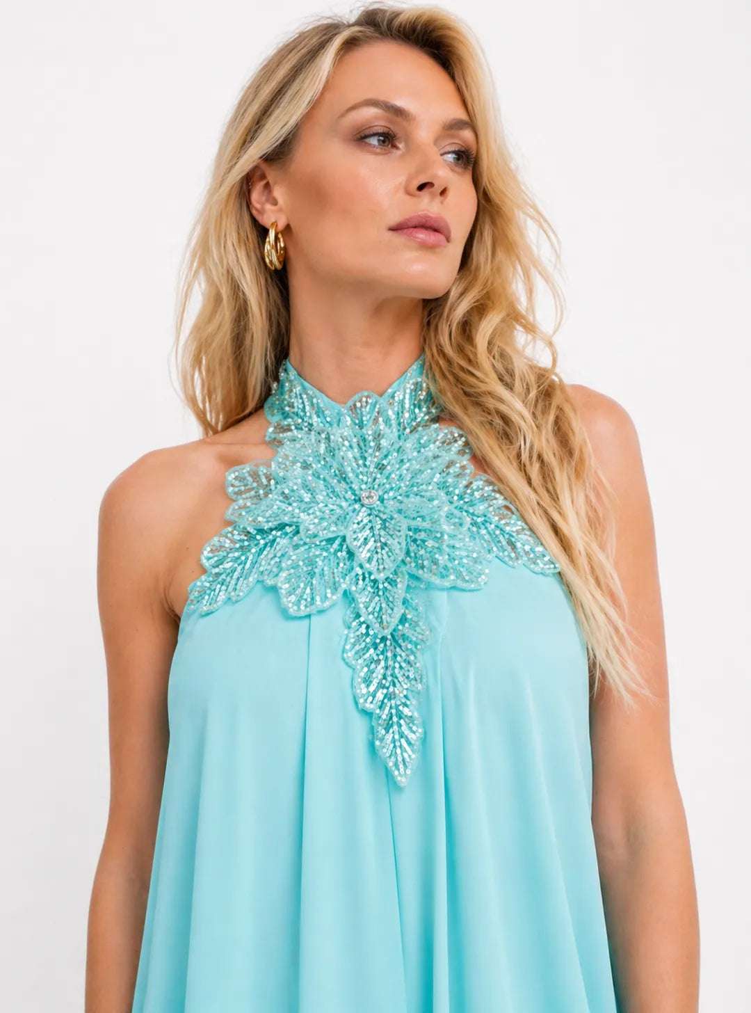 Vestido playero de crepé Aqua 