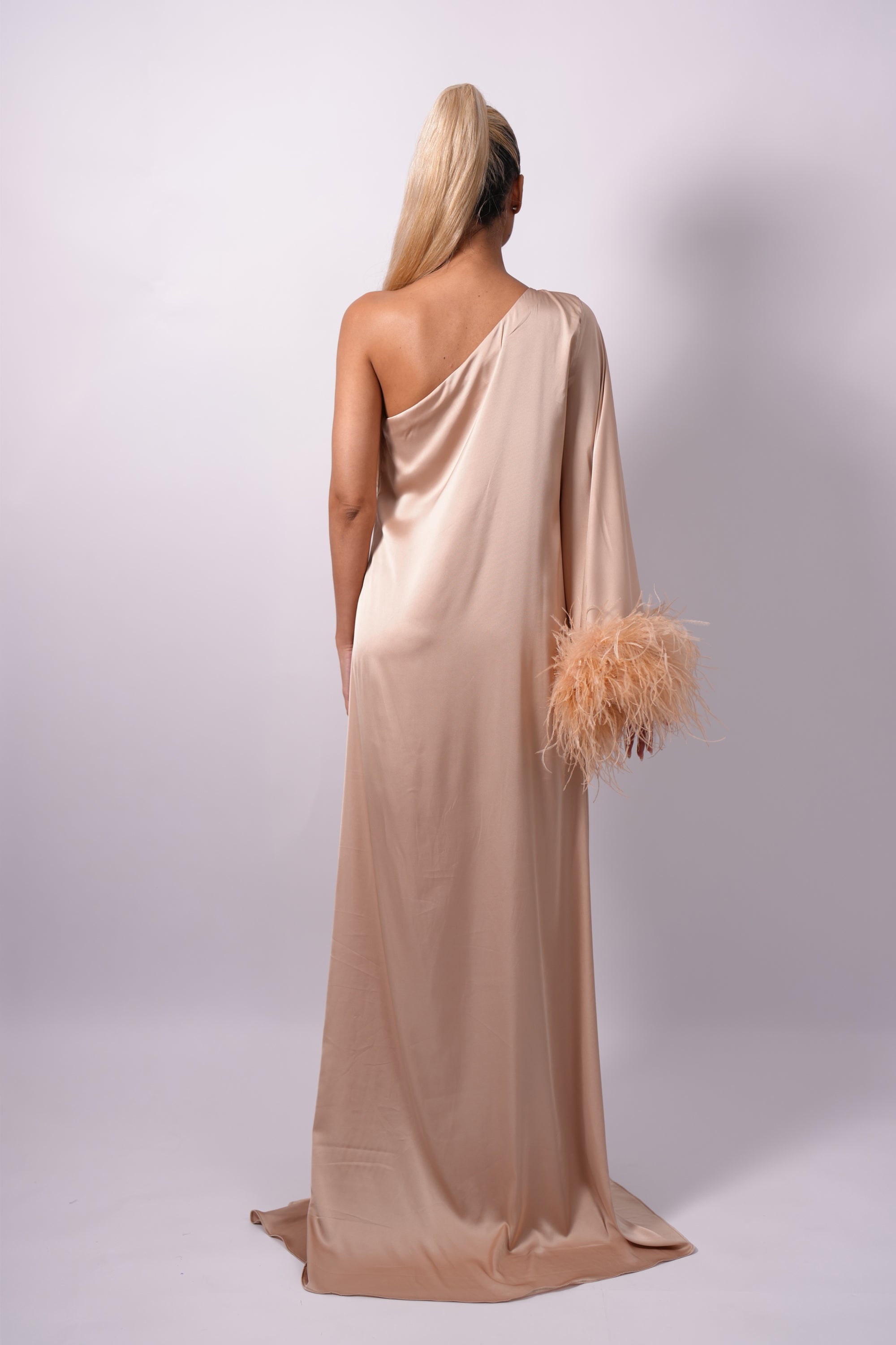 Belki One-Shoulder silk Charmeuse Resort Gown