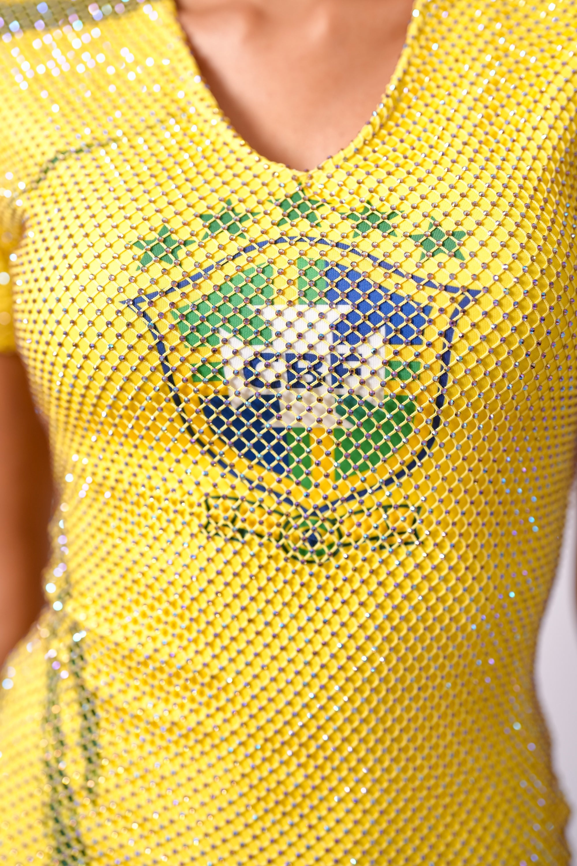 Brasil Crystal Mesh Mini Dress