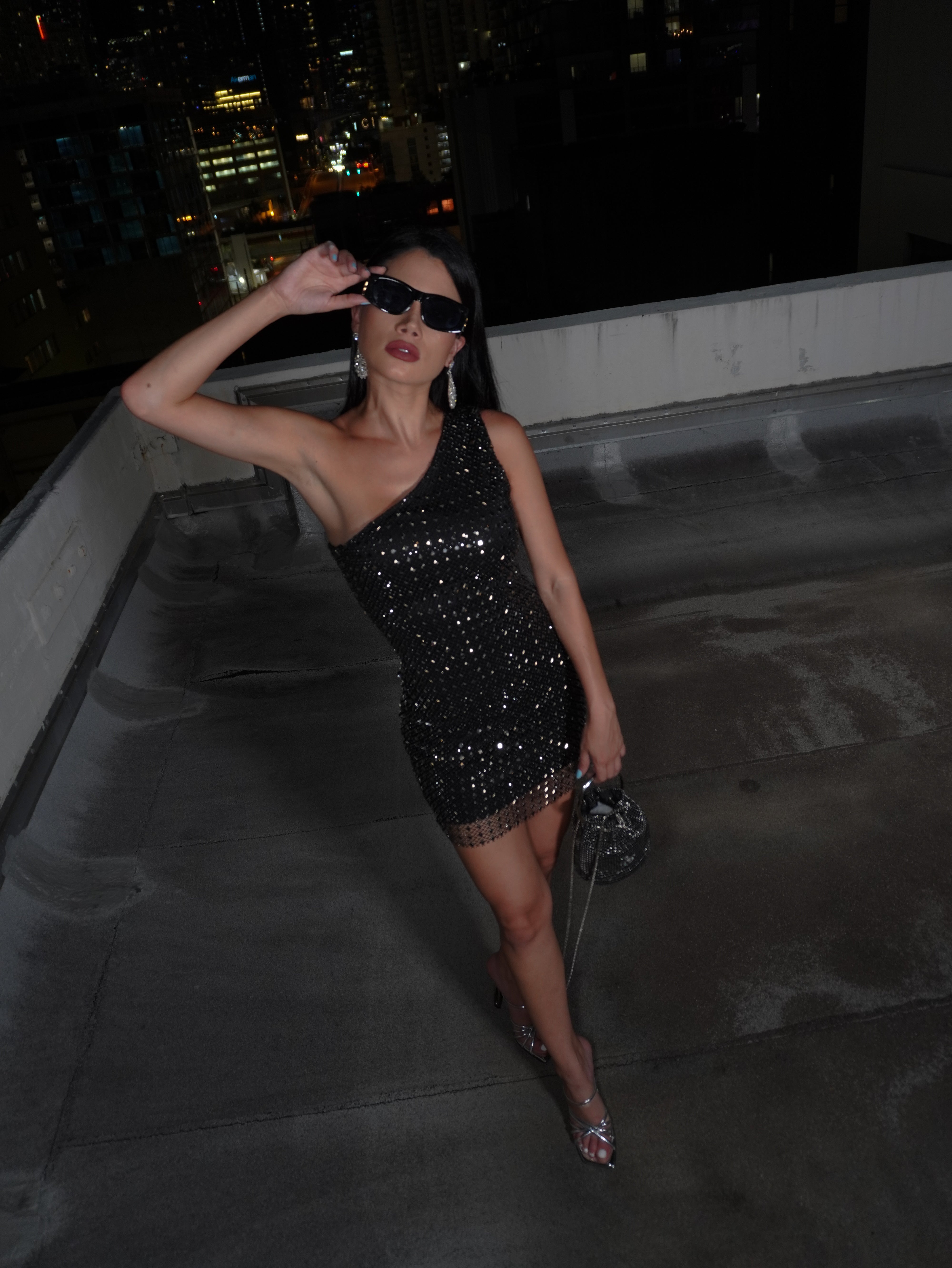 Lucy Rombo Hermanite Crystal Black Sleeveless Cocktail Short Dress - BACCIO by Altamirano