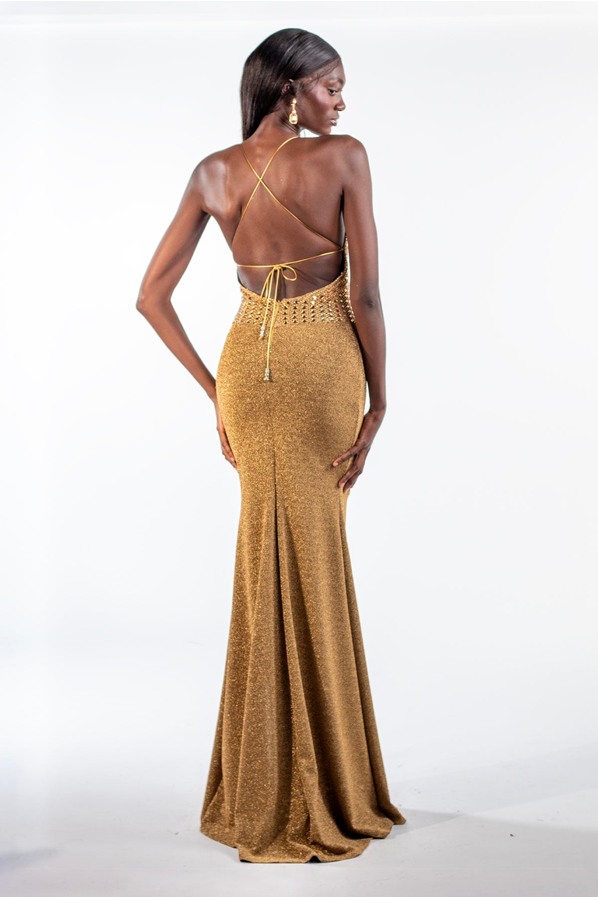 Alison Gold Strappy Maxi Gown