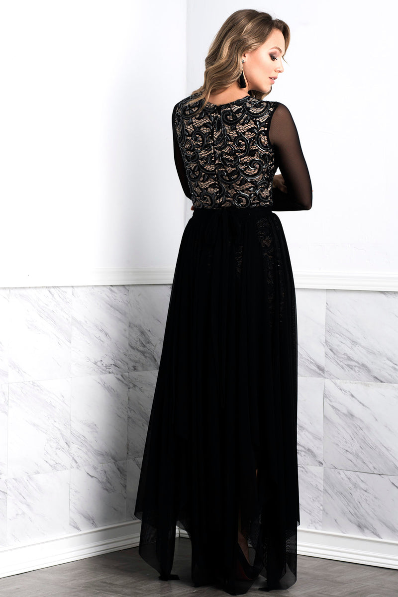 Leila Mesh Black Long Skirt - BACCIO Couture