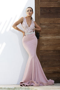 Adriana Painted Pink Long Dress - BACCIO Couture