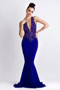 Alitze Purple Jersey  Gowns - Long Dress - BACCIO Couture