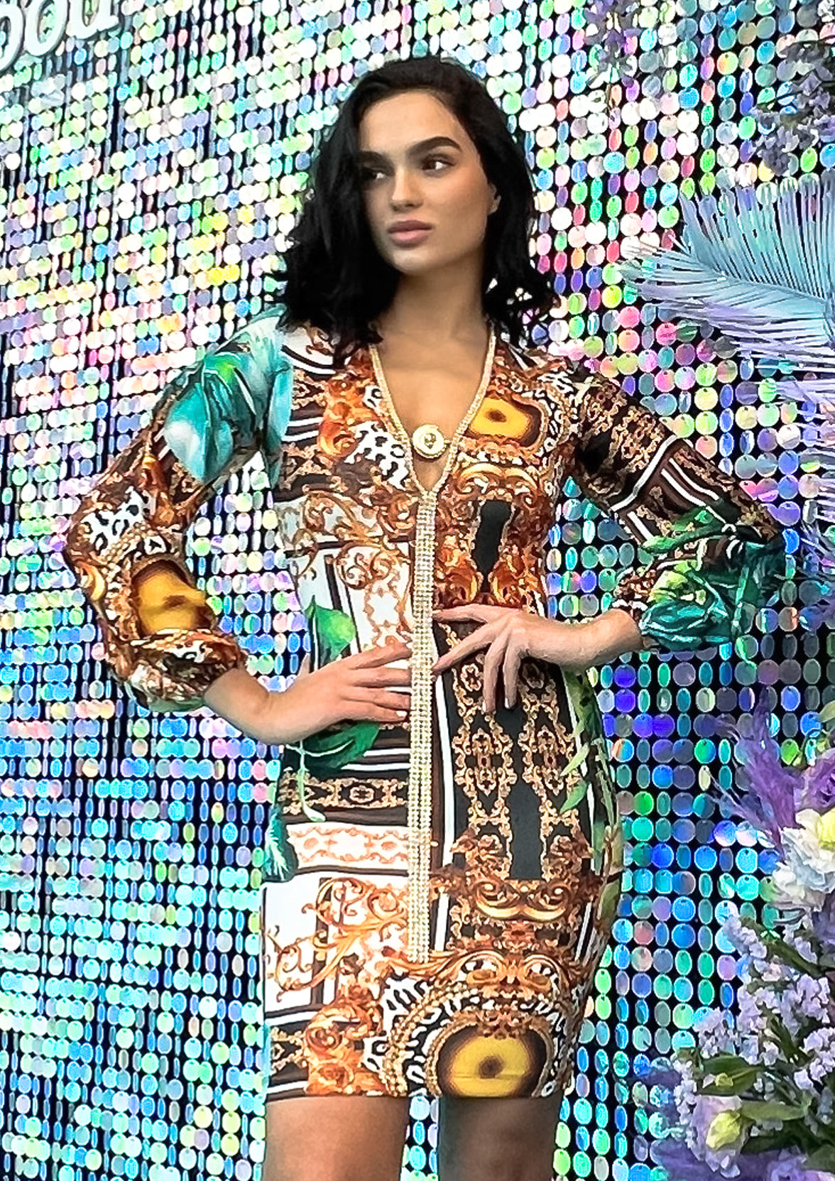 Angelina Green Leaves - Short Cocktail Dress - BACCIO by Altamirano