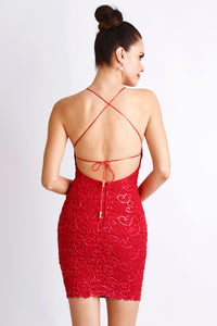 Emily Red Caviar Cocktail Dress - Short Dress - BACCIO Couture