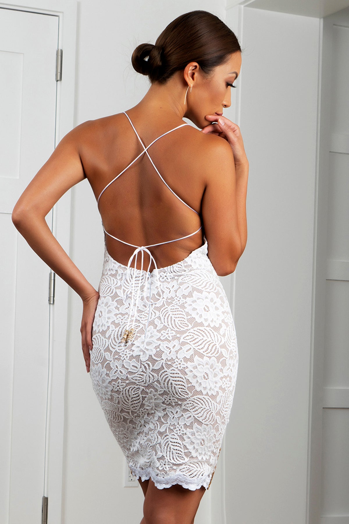 White Gold Stretch Lace Cocktail Dress  Miami Dress Design [ Short dress  fashion ] – BACCIO by Altamirano