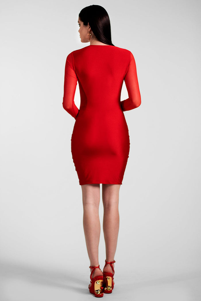 Madrid Painted Short Dress Red Gold