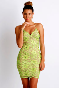 Magda Caviar Ligth Green Cocktail Dress - Short Dress - BACCIO Couture