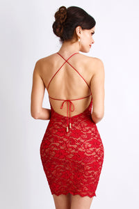 Magda Caviar Red Cocktail Dress - Short Dress - BACCIO Couture