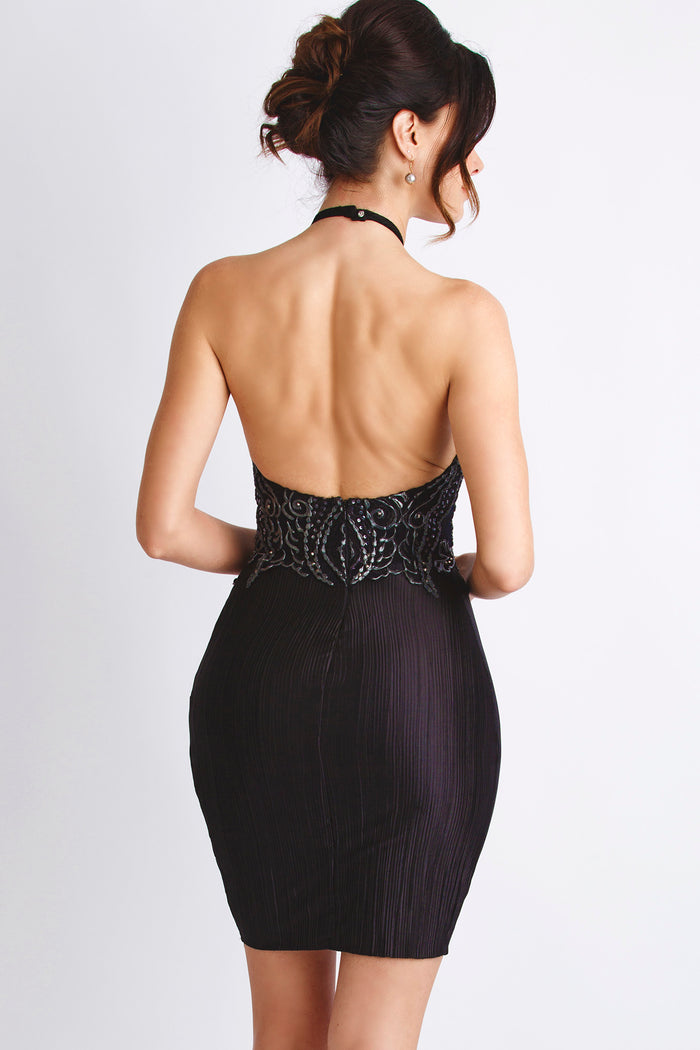 Marcella Black Caviar Short Dress - Cocktail Dress - BACCIO Couture