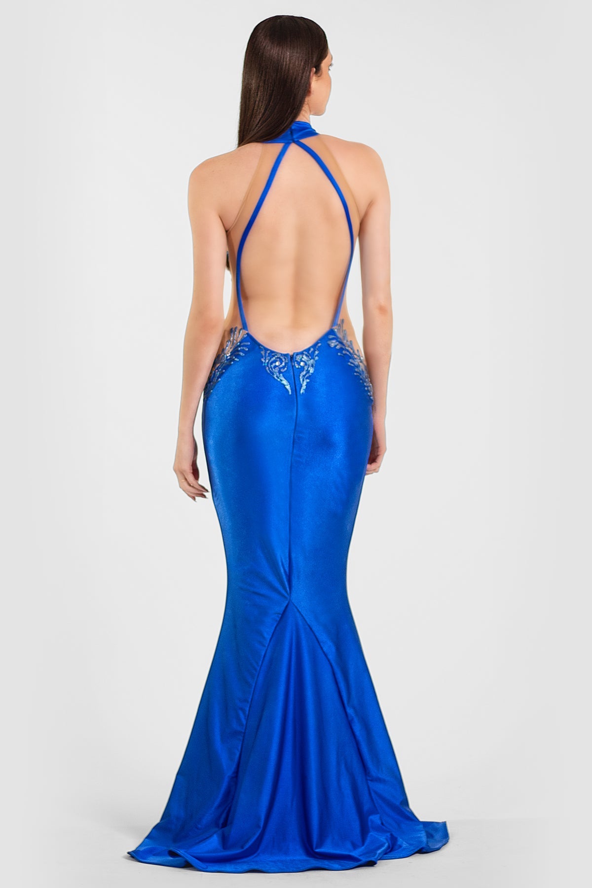 Viena Painted Long Dress Blue Nude