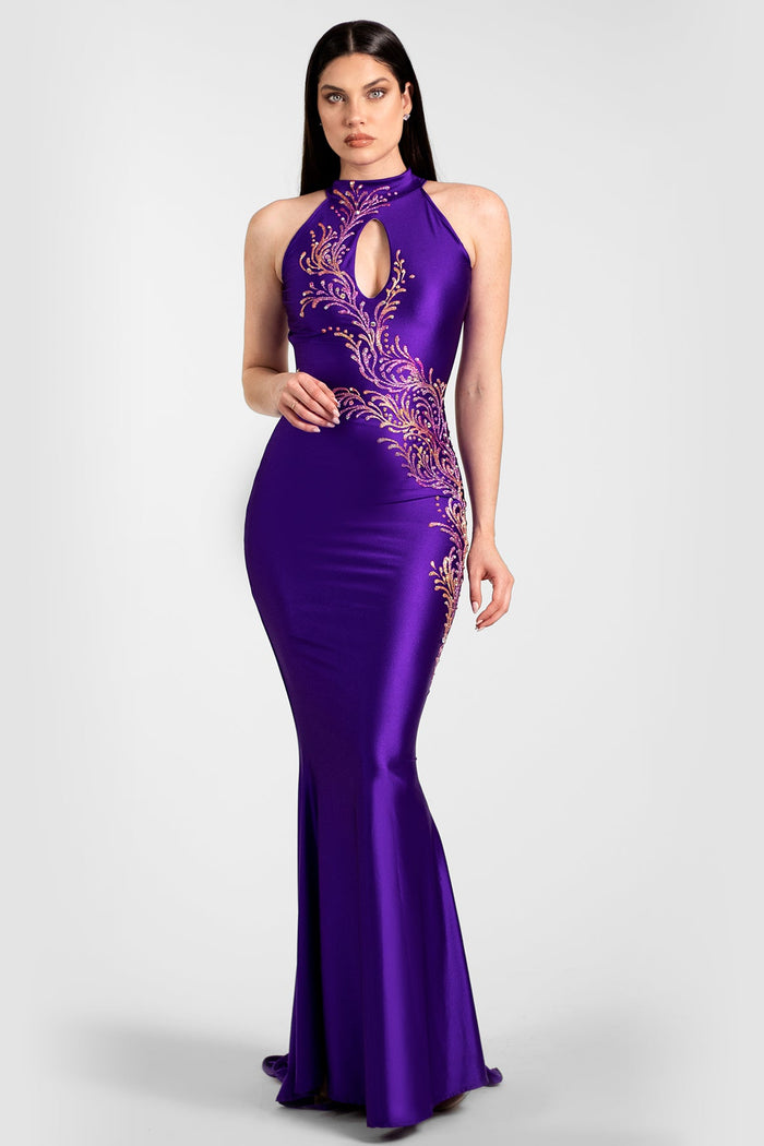 Viena Painted Long Dress Purple Platinum