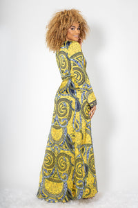 Duster Yellow Silk Long Dress - BACCIO Couture