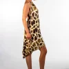 Alessa Yellow Asymmetrical Giraffe Print Short Dress - Image 5
