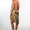 Alessa Yellow Asymmetrical Giraffe Print Short Dress - Image 4