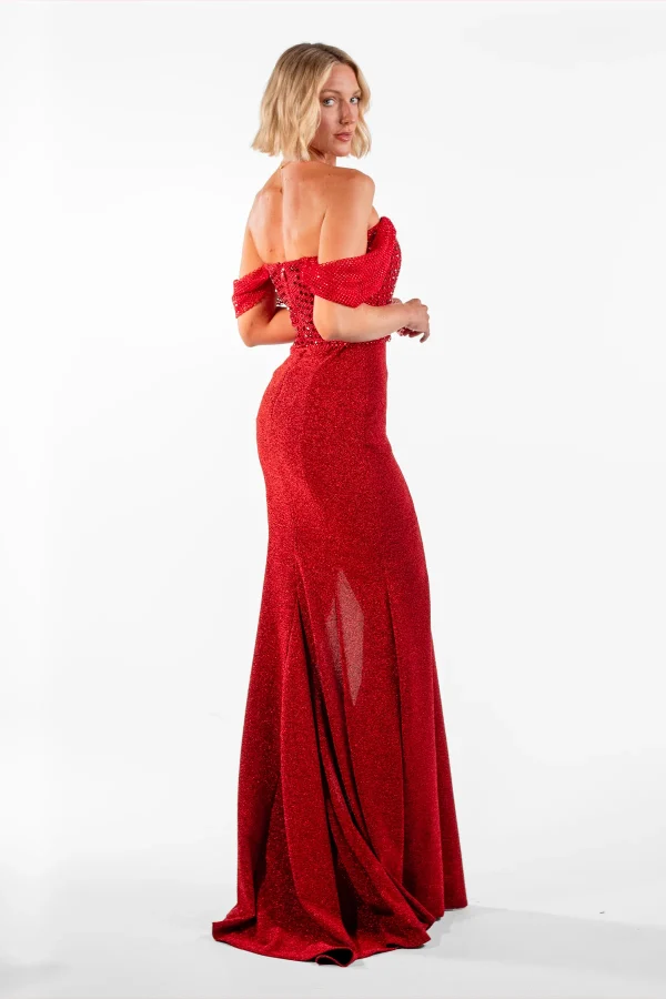 Stella Red Strapless Maxi Dress - Image 5