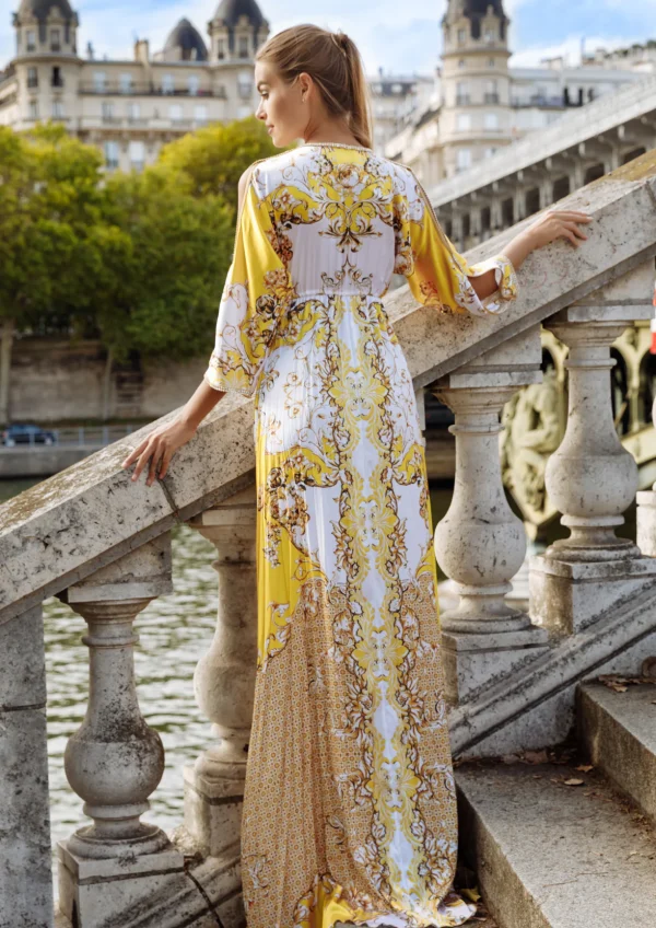 Sheer Chaina White Yellow - Long Dress - Image 2