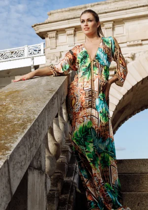 Sheer Green Leaves - Long Dress