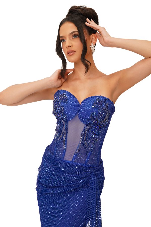 Musa Corset Crystal mesh Long - Royal blue - Image 4