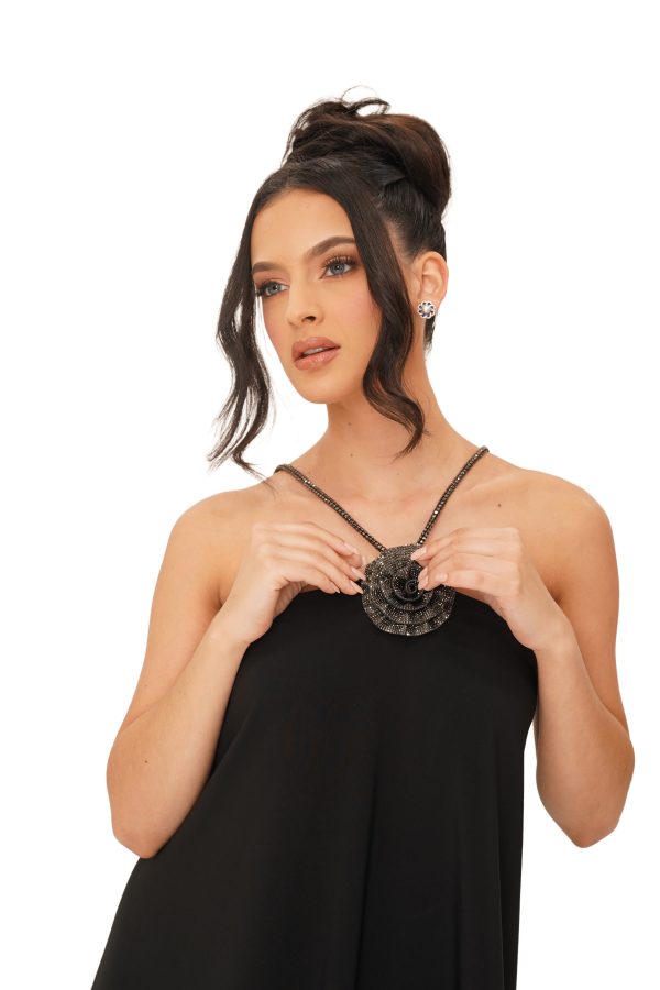 Luna Crepe Crystal Long-Black - Image 3