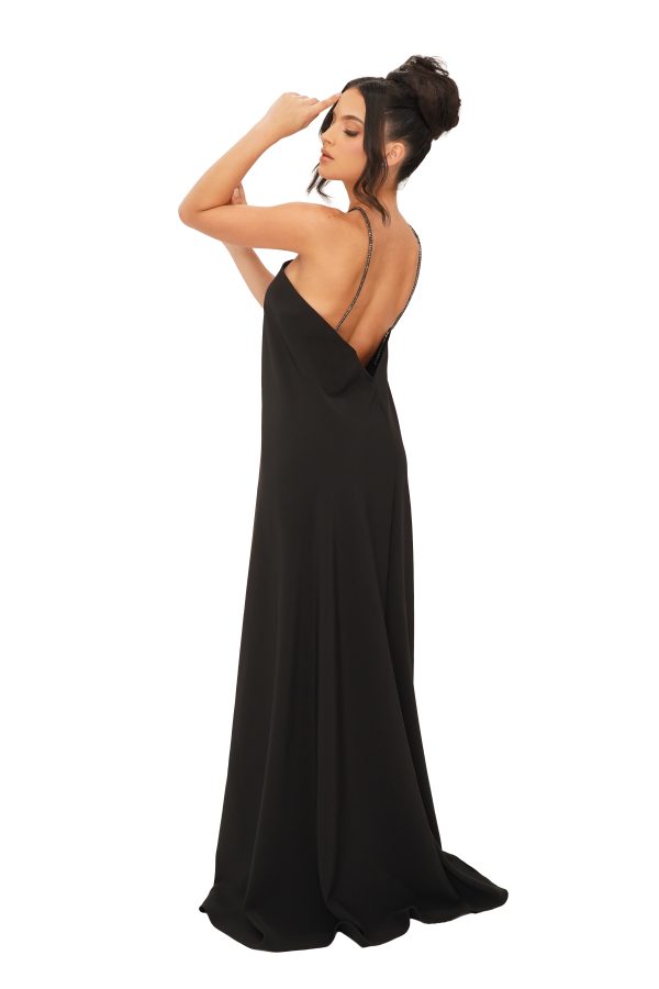 Luna Crepe Crystal Long-Black - Image 4