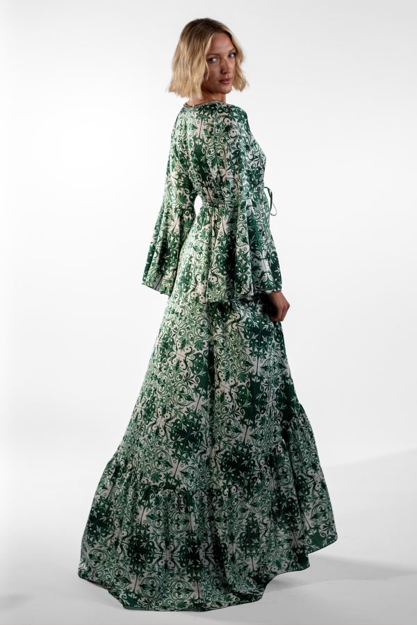Anna Green Bell Sleeve Mosaic Print Hi Low Dress - Image 5