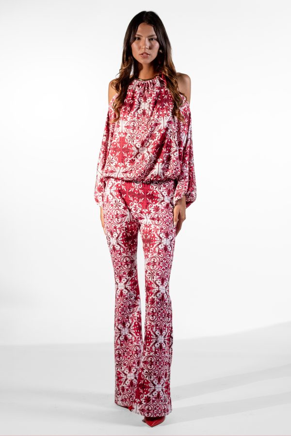 Gardenia Red Giraffe Cropped Top and Pants - Image 3